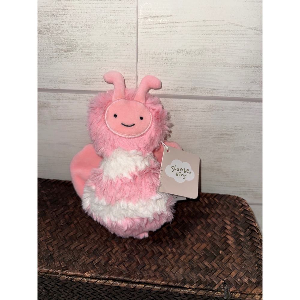 Slumberkins Peony Butterfly Kin Pink White‎ Striped Plush Stuffed Animal NWT